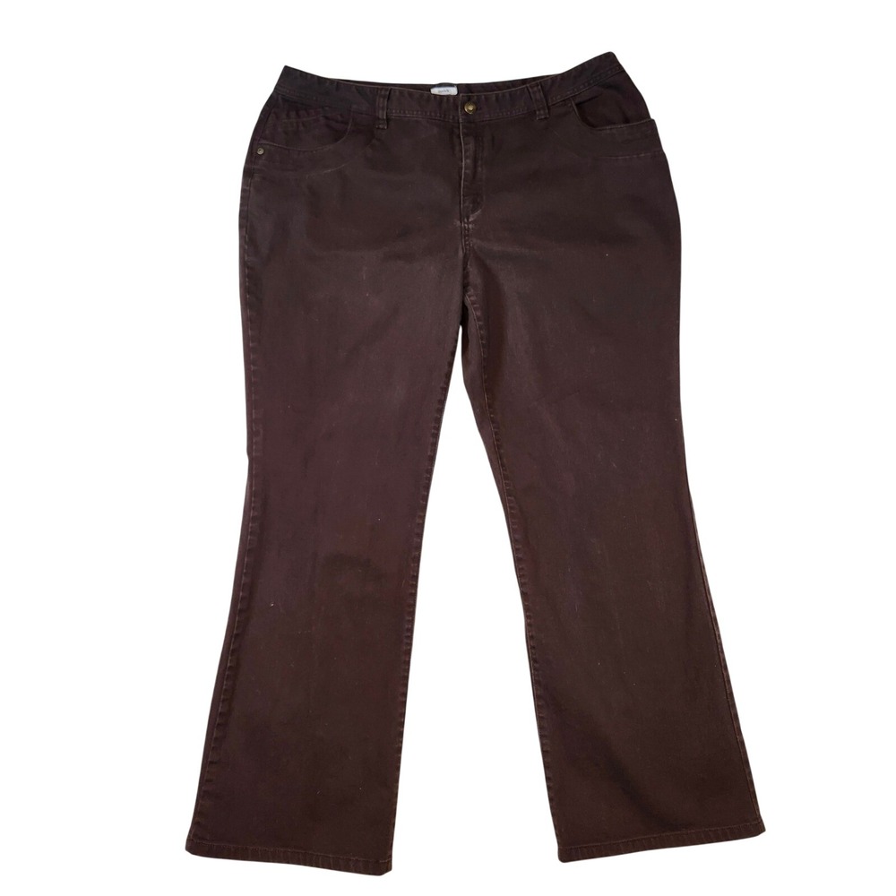 Liz & Co Straight Leg Pants Womens‎ 18W Brown Excellent Stretch Cotton Denim